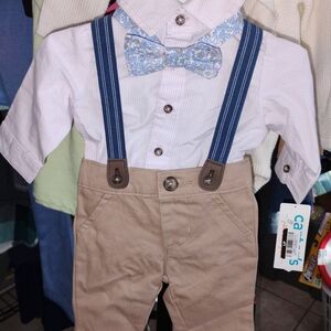 Carter's Beige and Blue Suspender Set